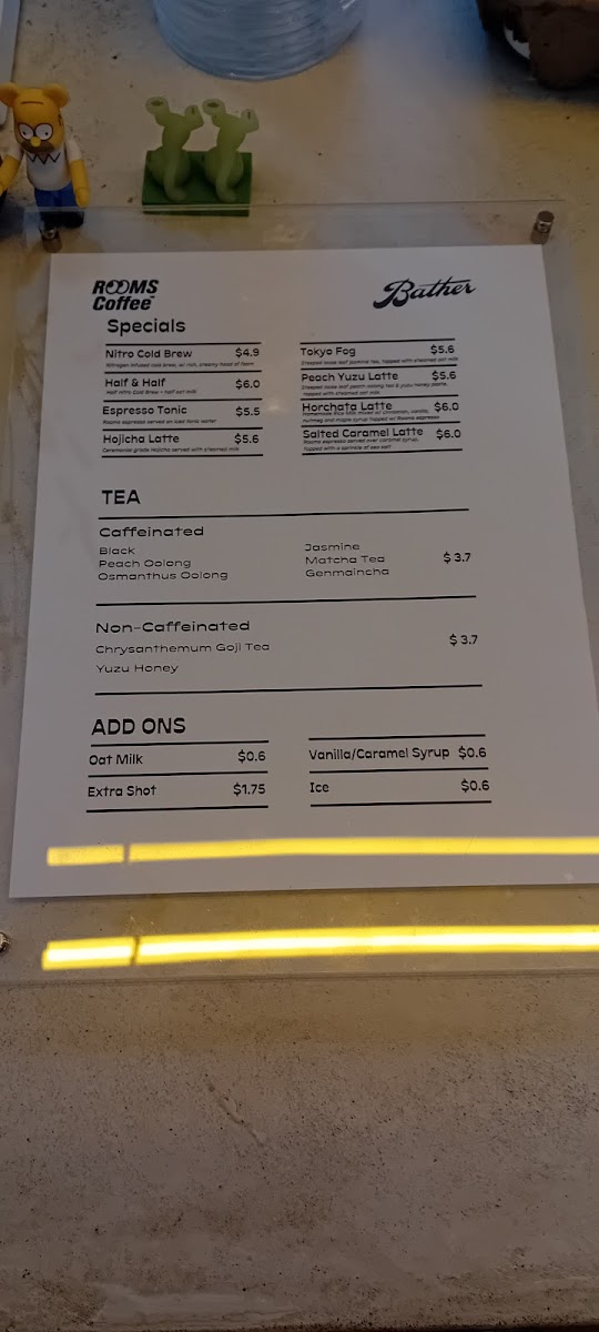Menu Rooms Coffee | Bather-1