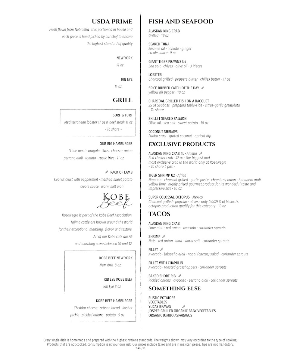 Menu Rosanegra | Best Beach Club Tulum-1