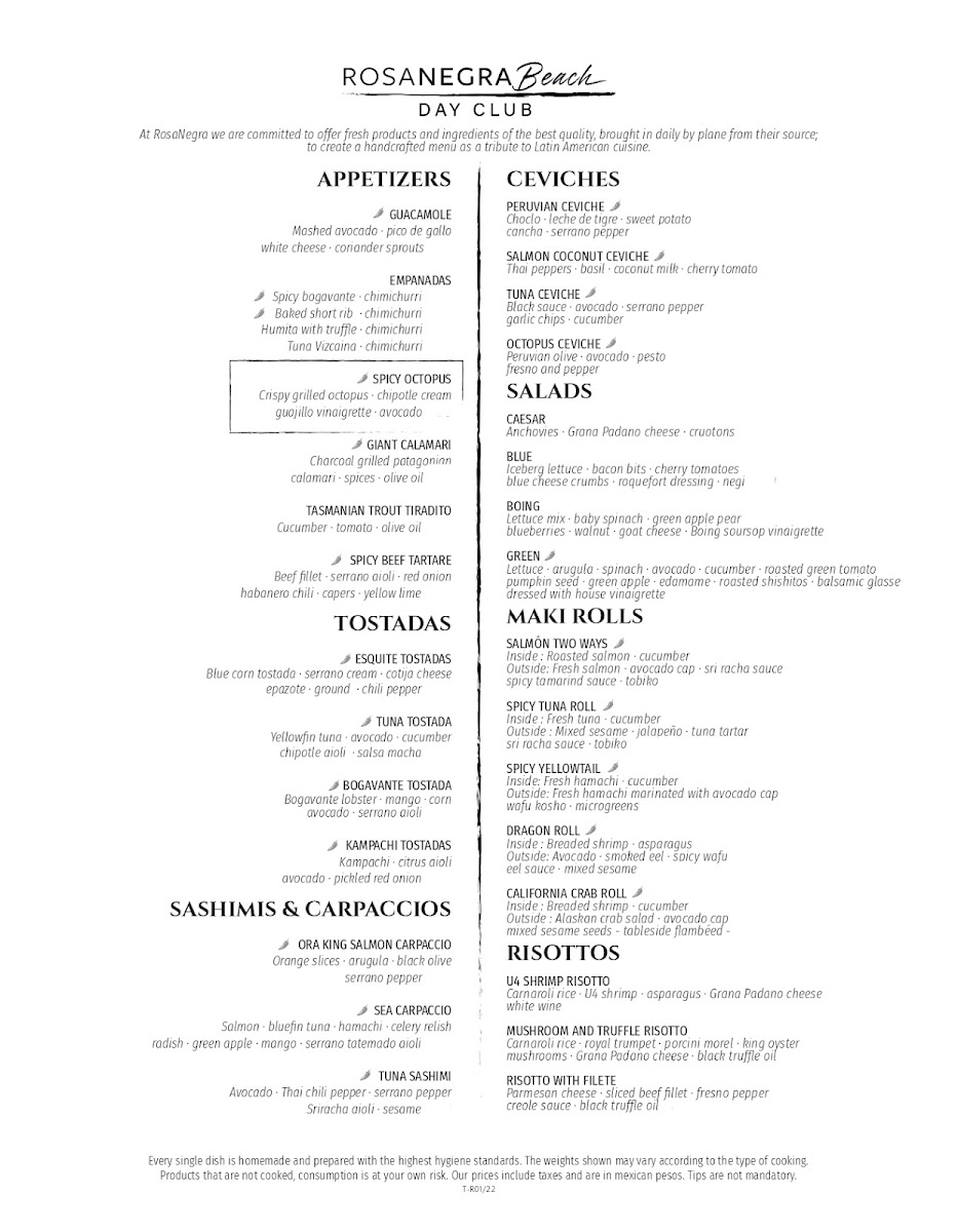 Menu Rosanegra | Best Beach Club Tulum-2