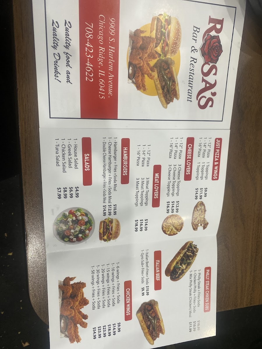 Menu Rosa’S Pizza Restaurant & Gaming-1