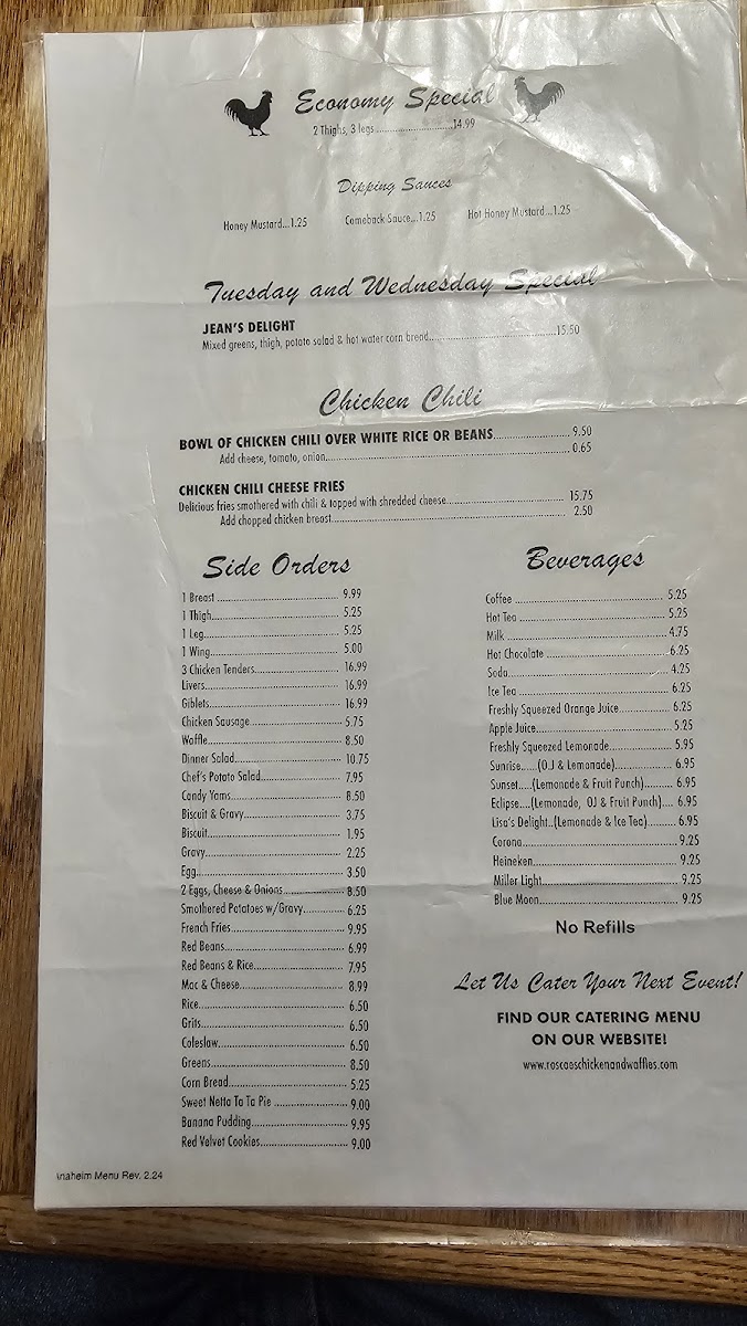 Menu Roscoe's House Of Chicken And Waffles-2
