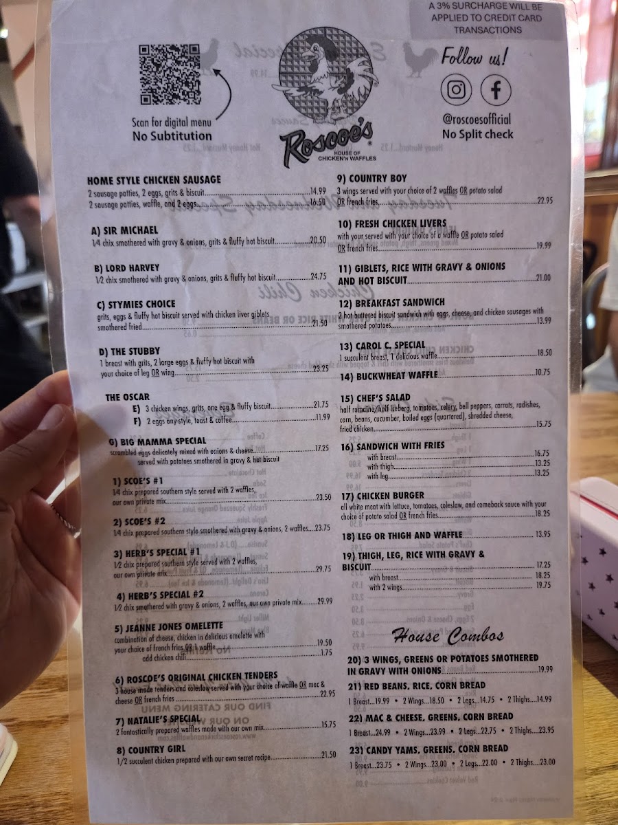 Menu Roscoe's House Of Chicken And Waffles-3