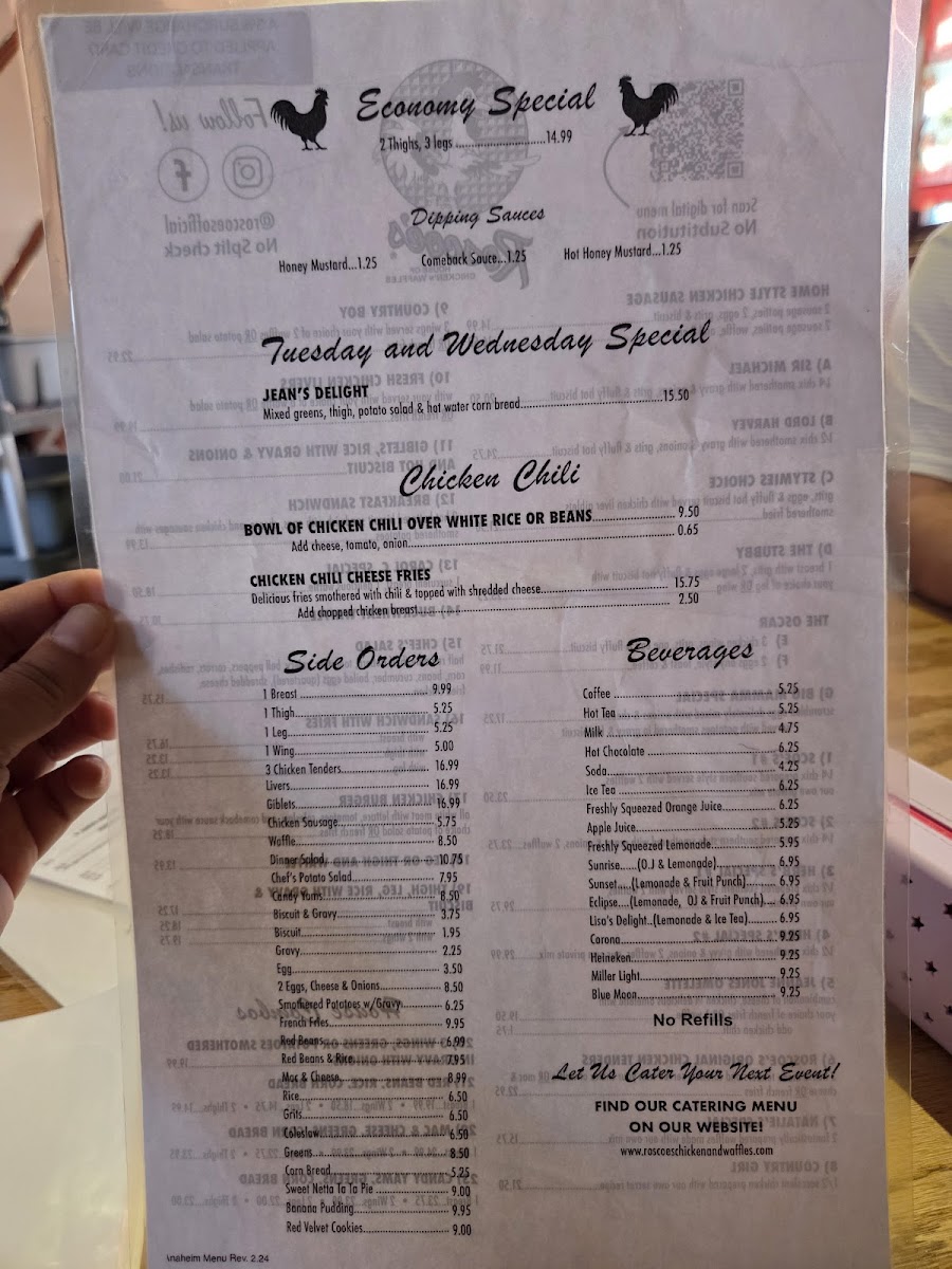 Menu Roscoe's House Of Chicken And Waffles-4