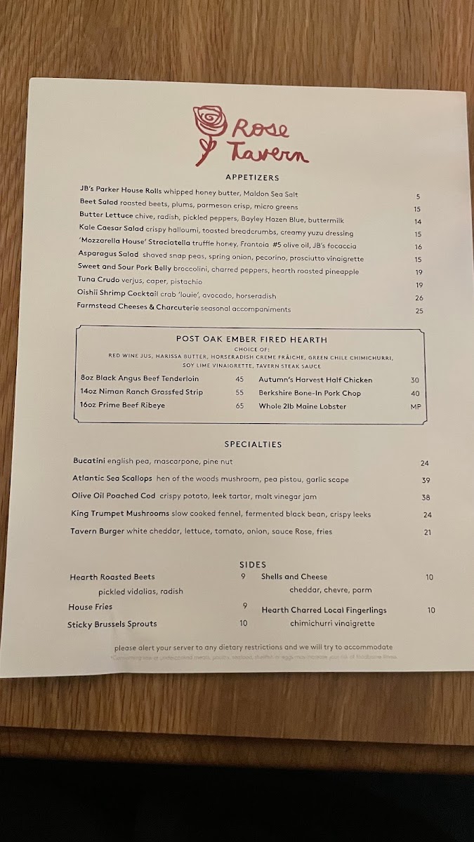 Menu Rose Tavern-7