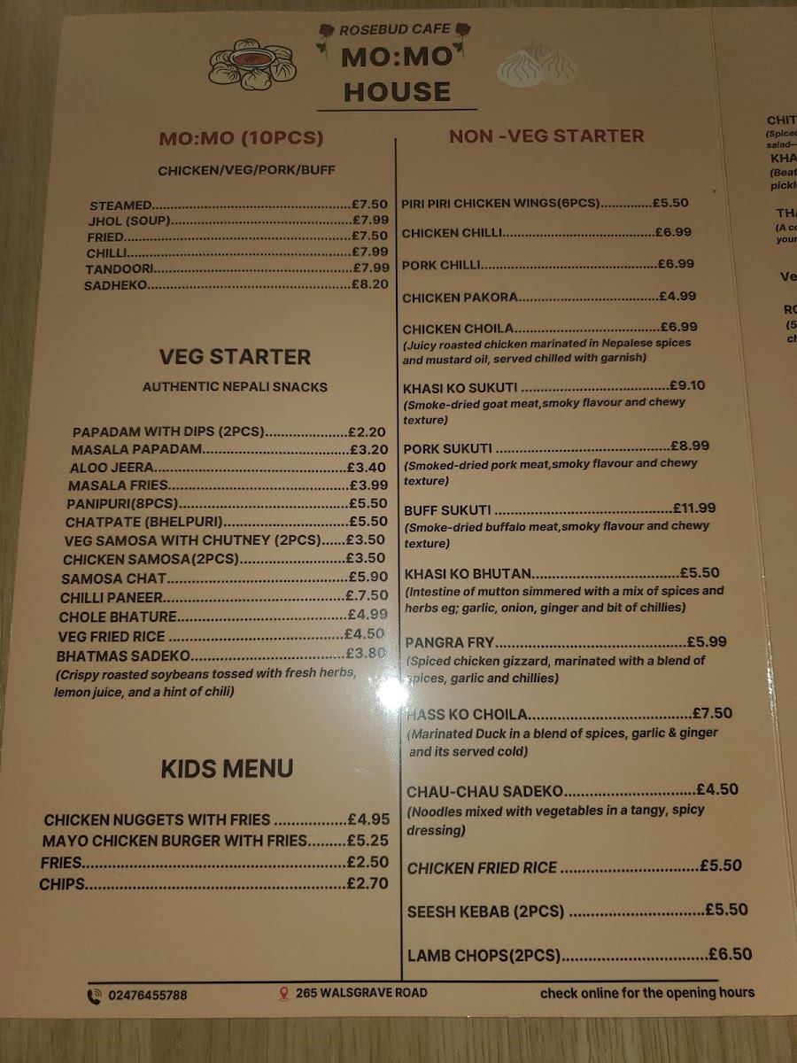 Menu Rosebud Café And Nepalese Restaurant-1