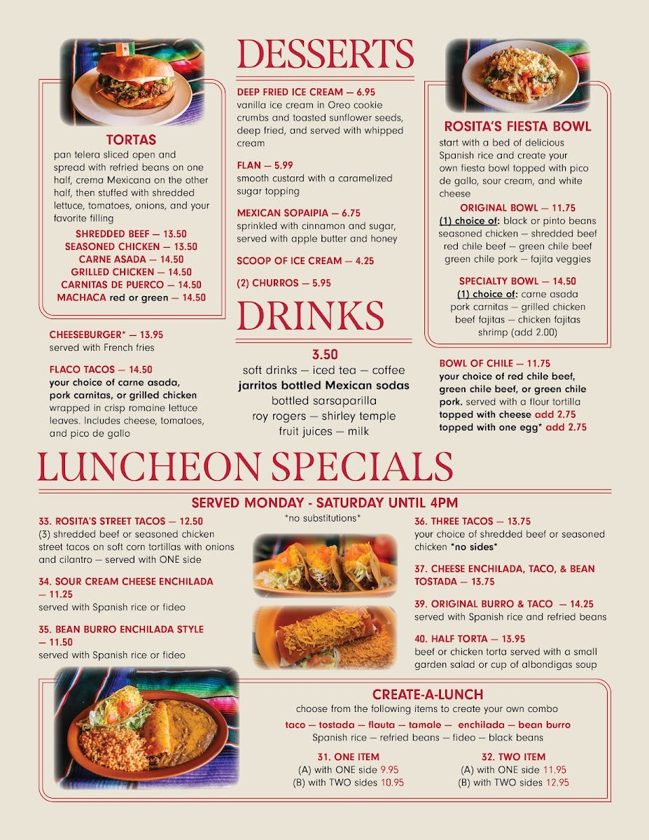 Menu Rosita's Fine Mexican Food-1