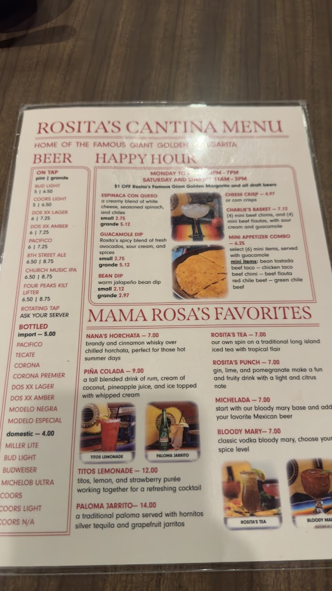Menu Rosita's Fine Mexican Food-10