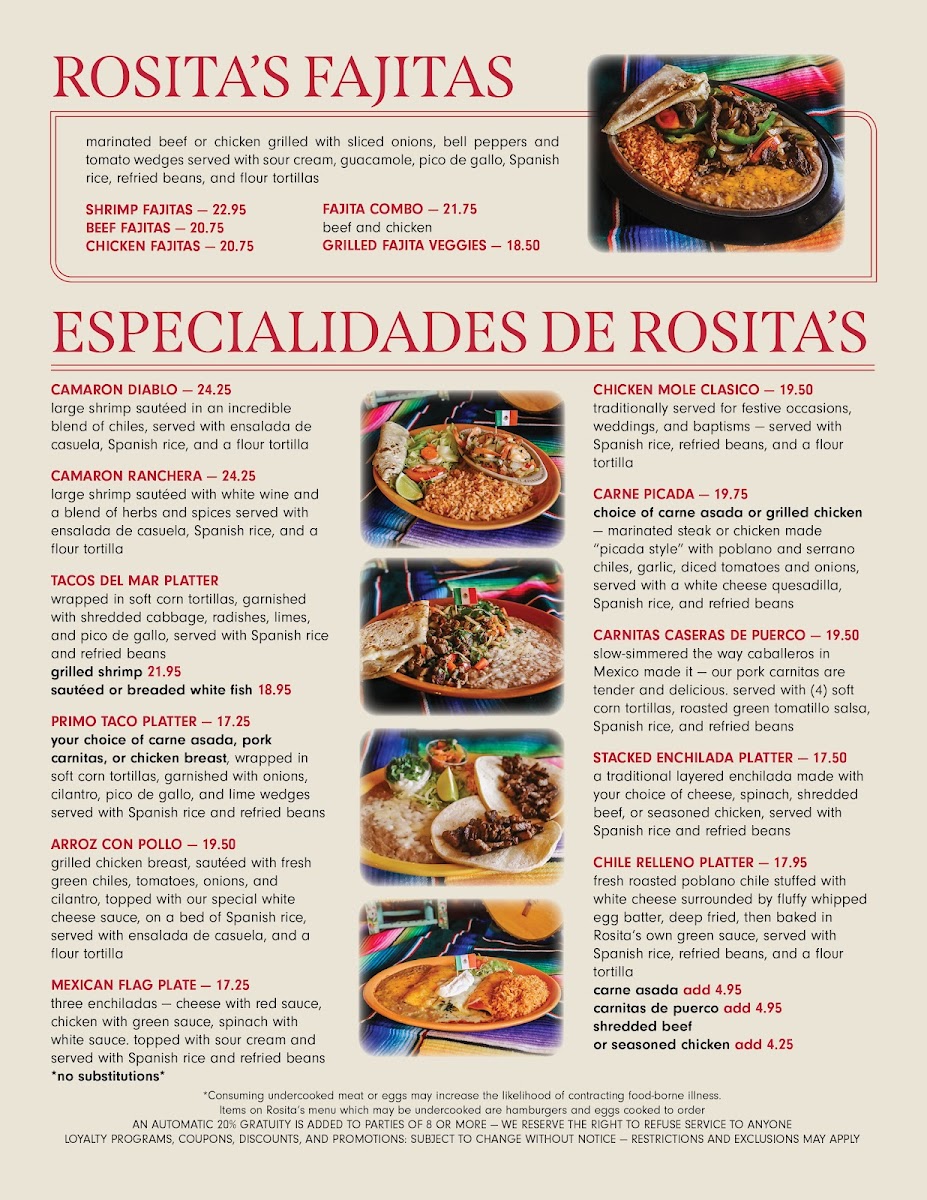 Menu Rosita's Fine Mexican Food-5