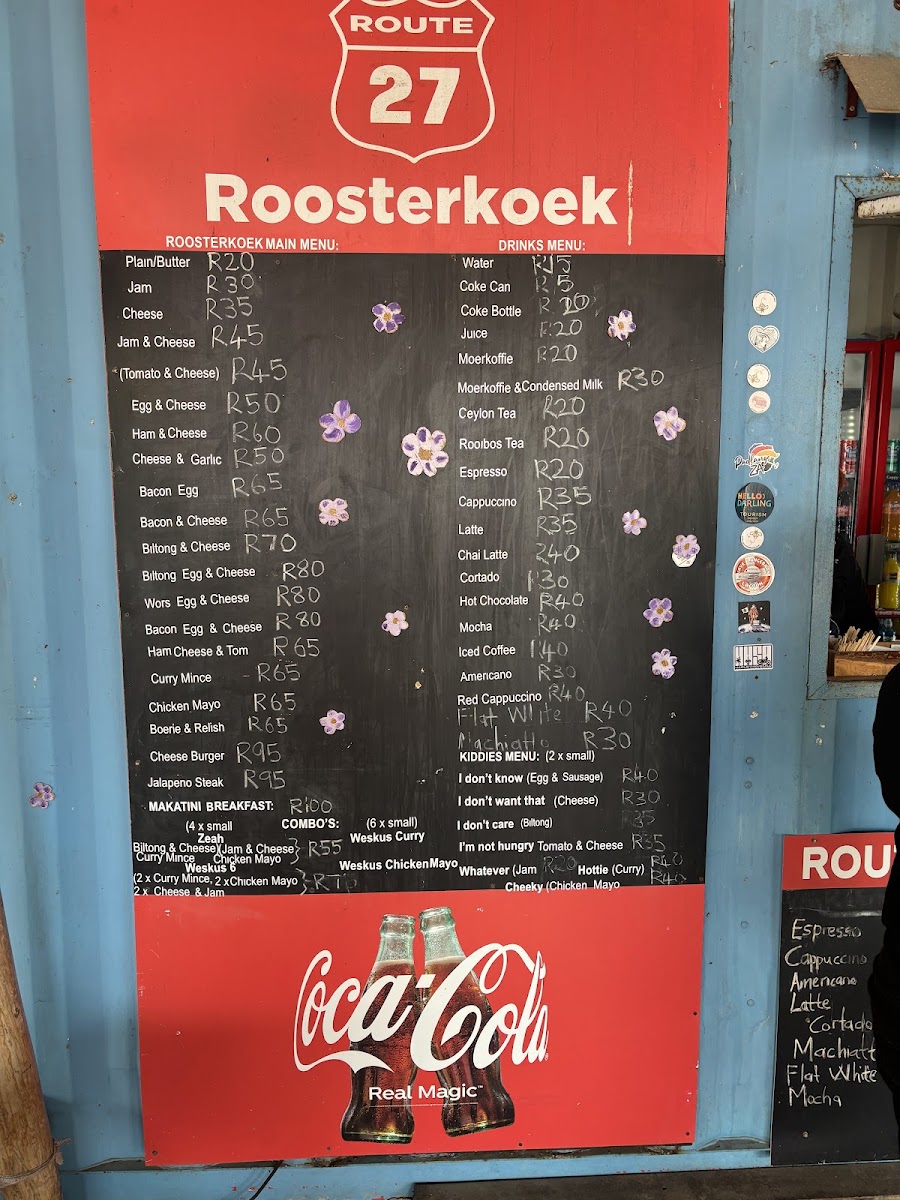 Menu Route 27 Roosterkoek /biltong /gifts-1