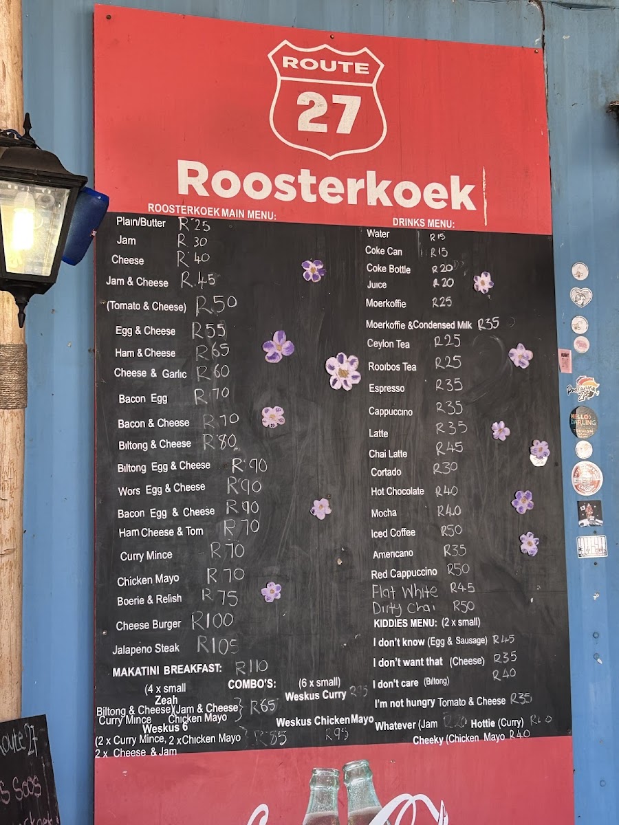 Menu Route 27 Roosterkoek /biltong /gifts-2