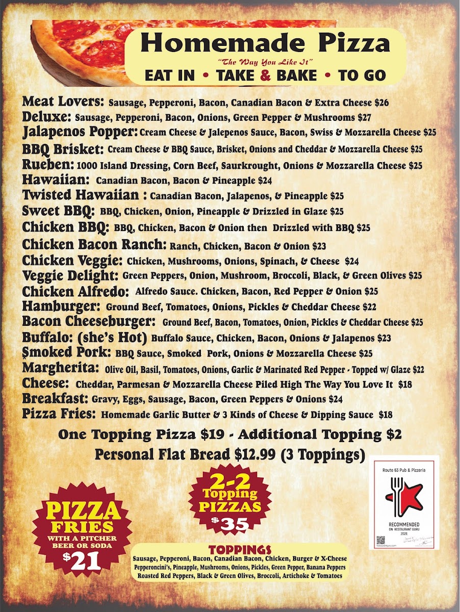 Menu Route 63 Pub & Pizzeria-1