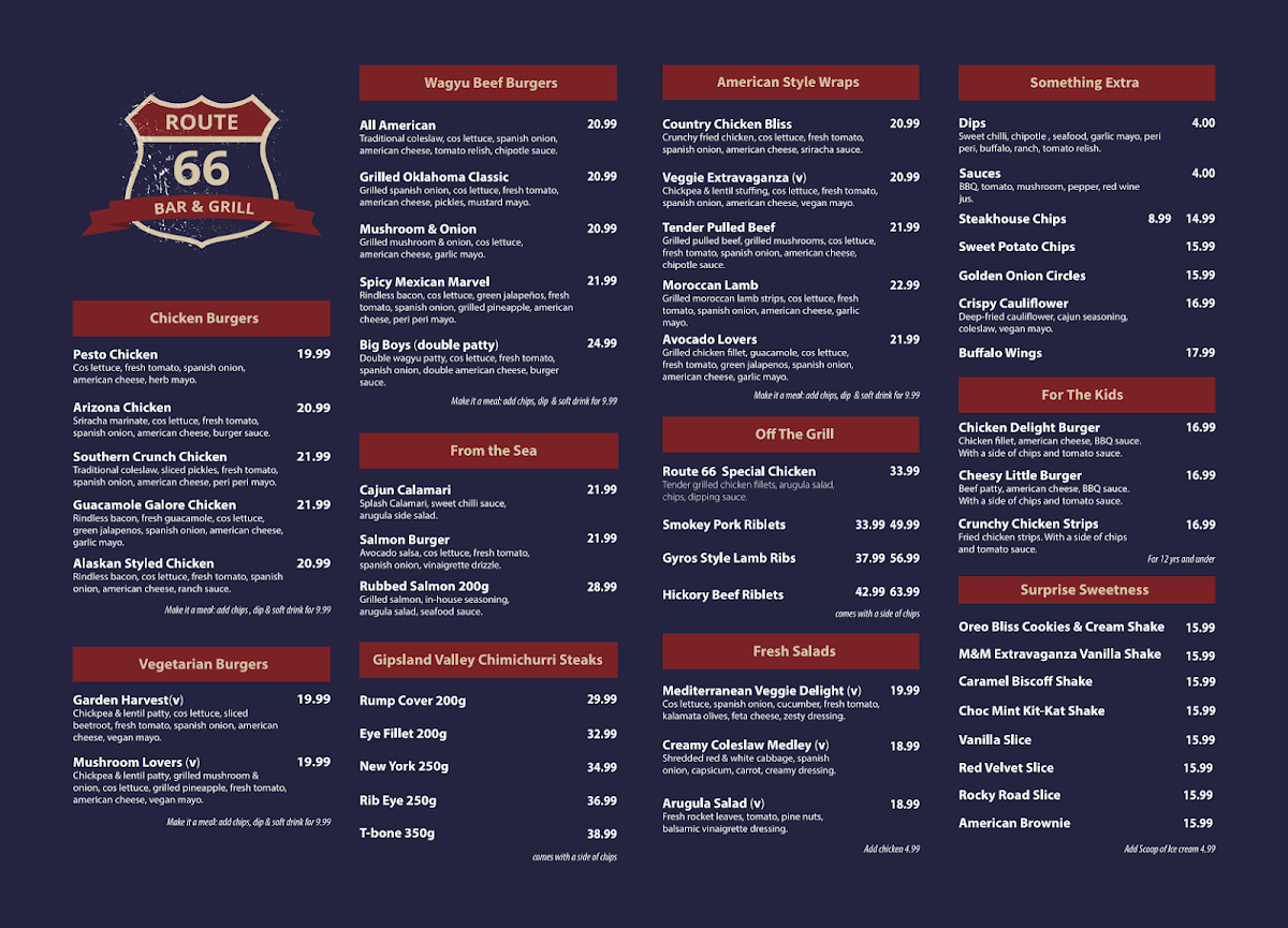 Menu Route 66 Bar And Grill-1