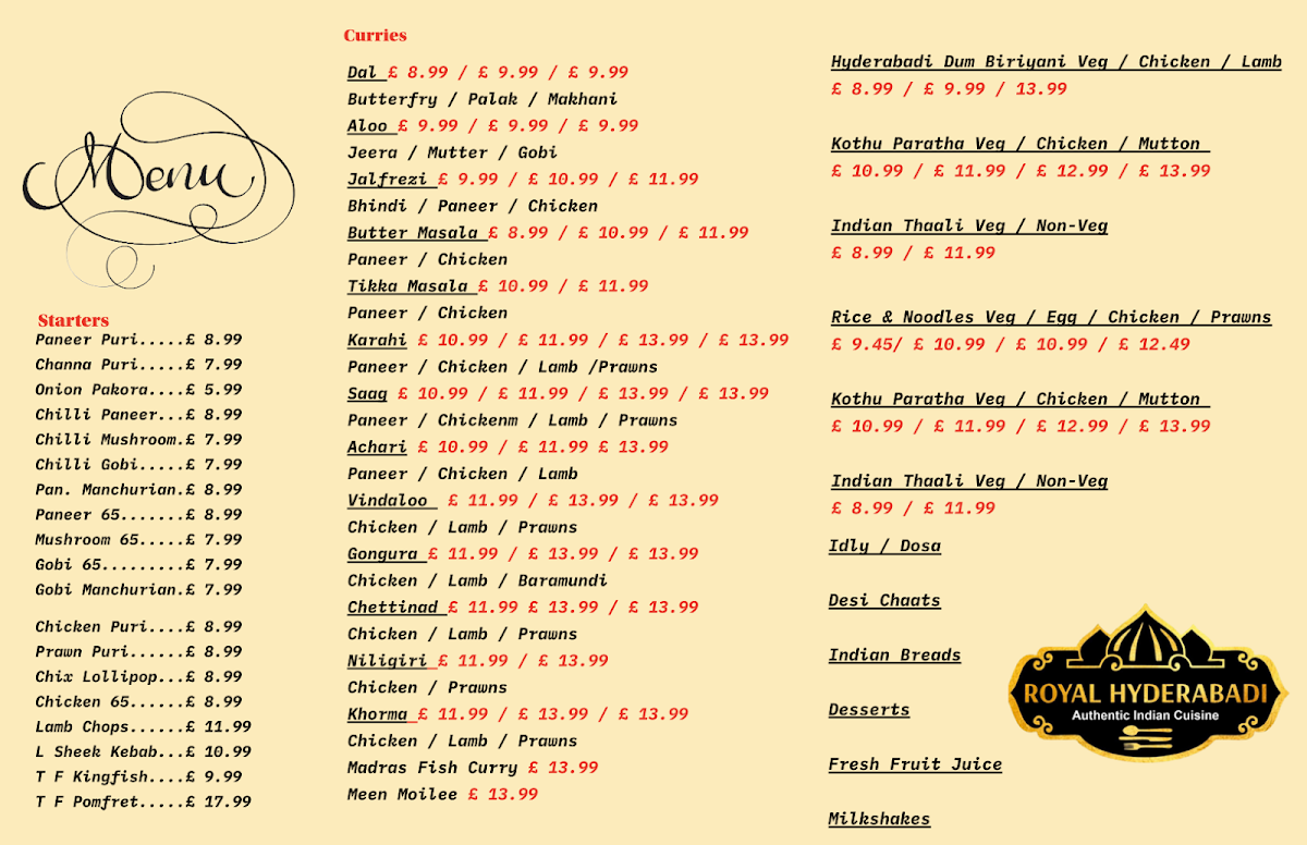 Menu Royal Hyderabadi Woodgreen-1