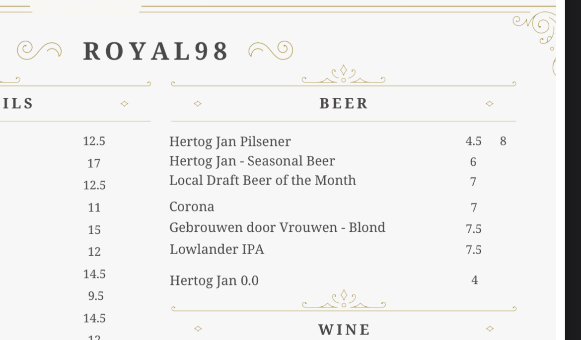 Menu Royal98-9