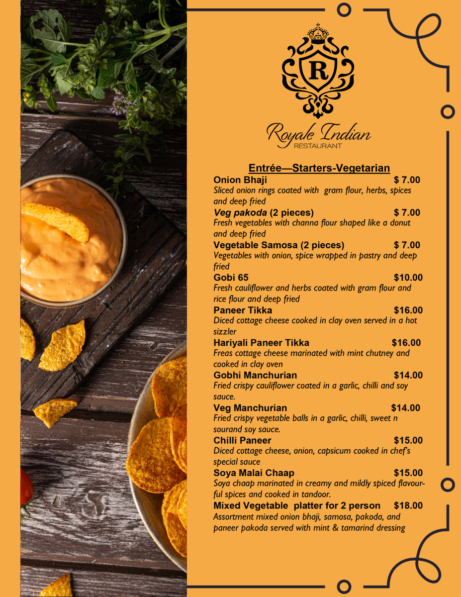 Menu Royale Indian Restaurant - Davies Corner-1