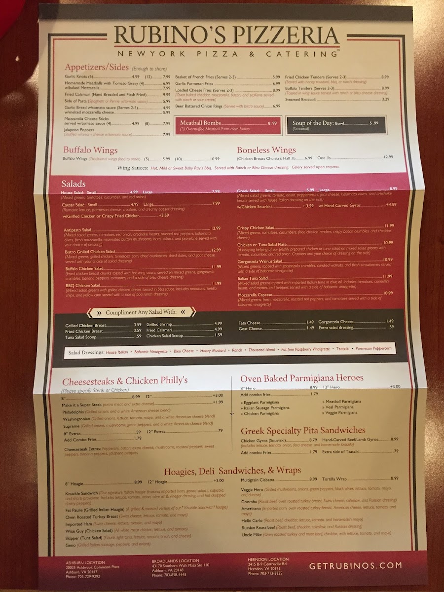 Menu Rubino's Pizzeria-1