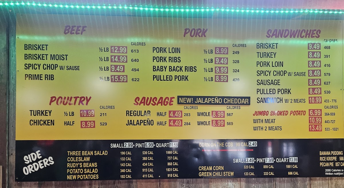 Menu Rudy's 'country Store' And Bar-B-Q-1