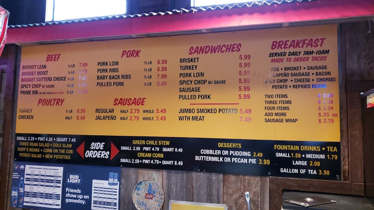 Menu Rudy's 'country Store' And Bar-B-Q-7