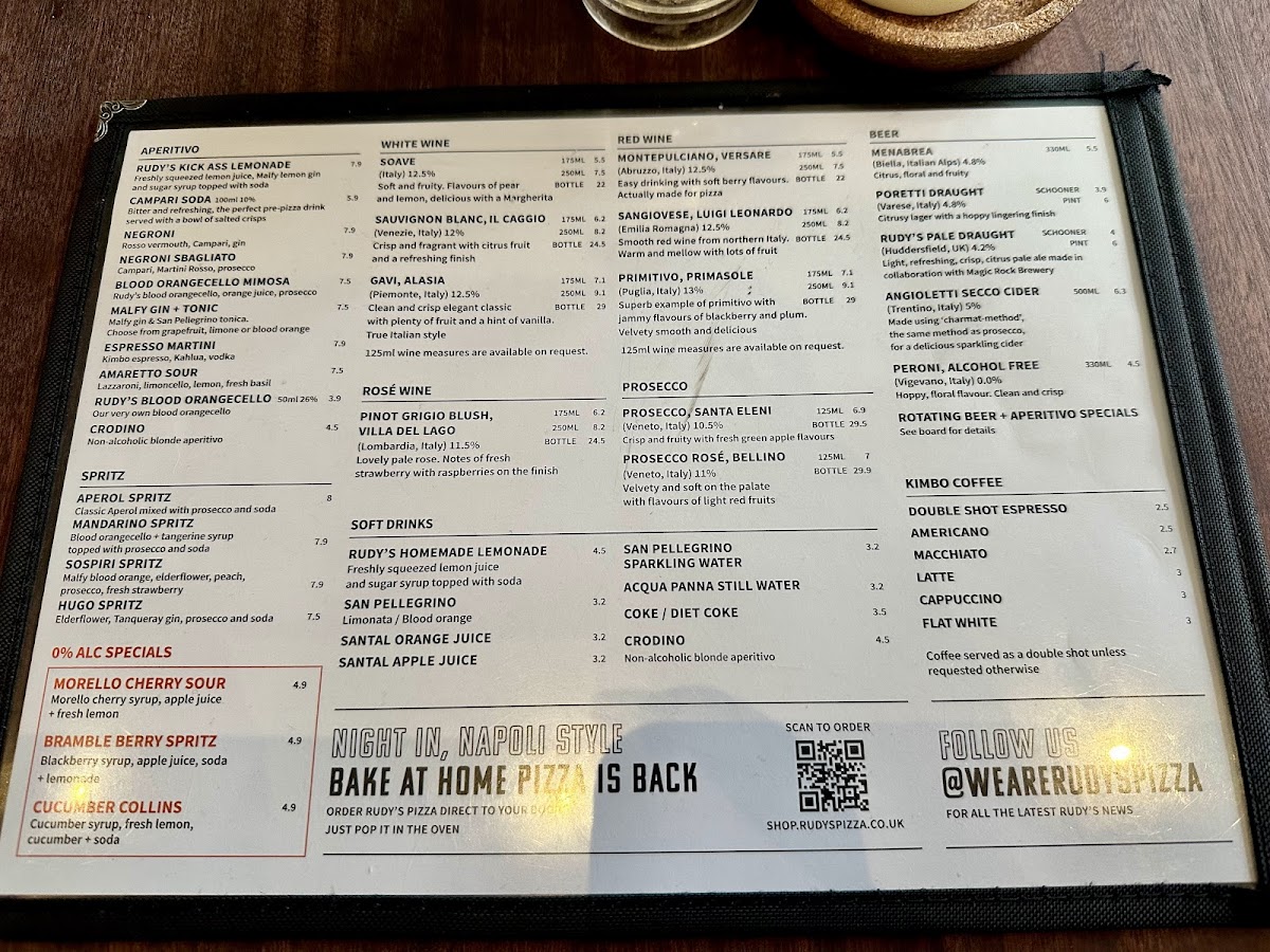 Menu Rudy's Pizza Napoletana - Birmingham-7