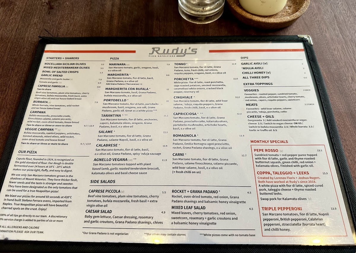 Menu Rudy's Pizza Napoletana - Birmingham-9