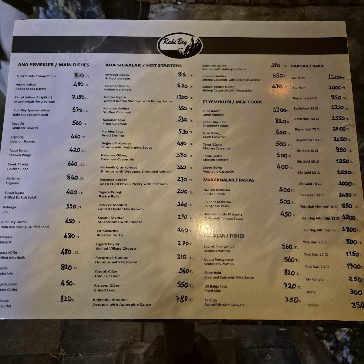 Menu Ruhibey Restaurant 1949-3