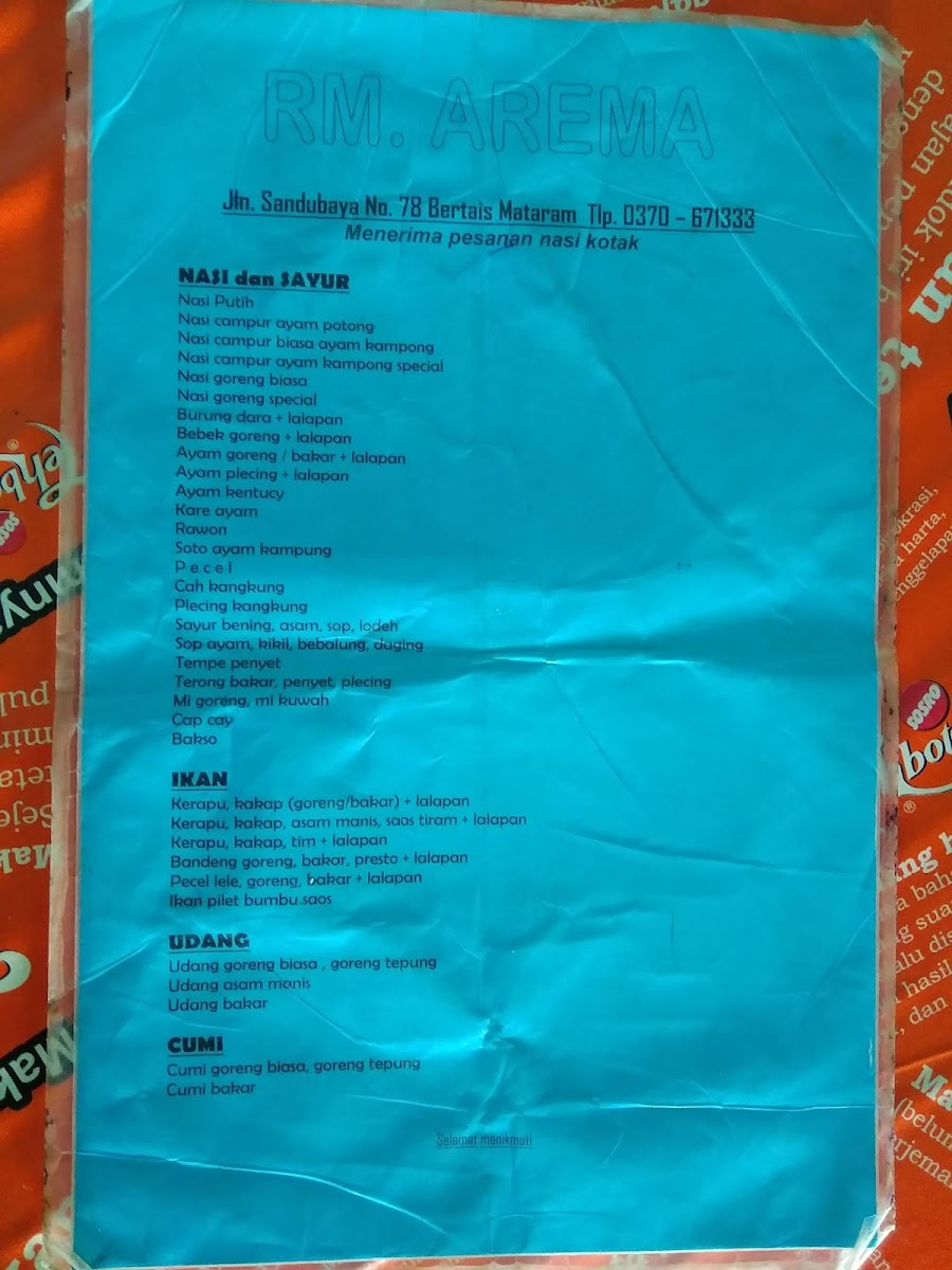 Menu Rumah Makan Arema-1