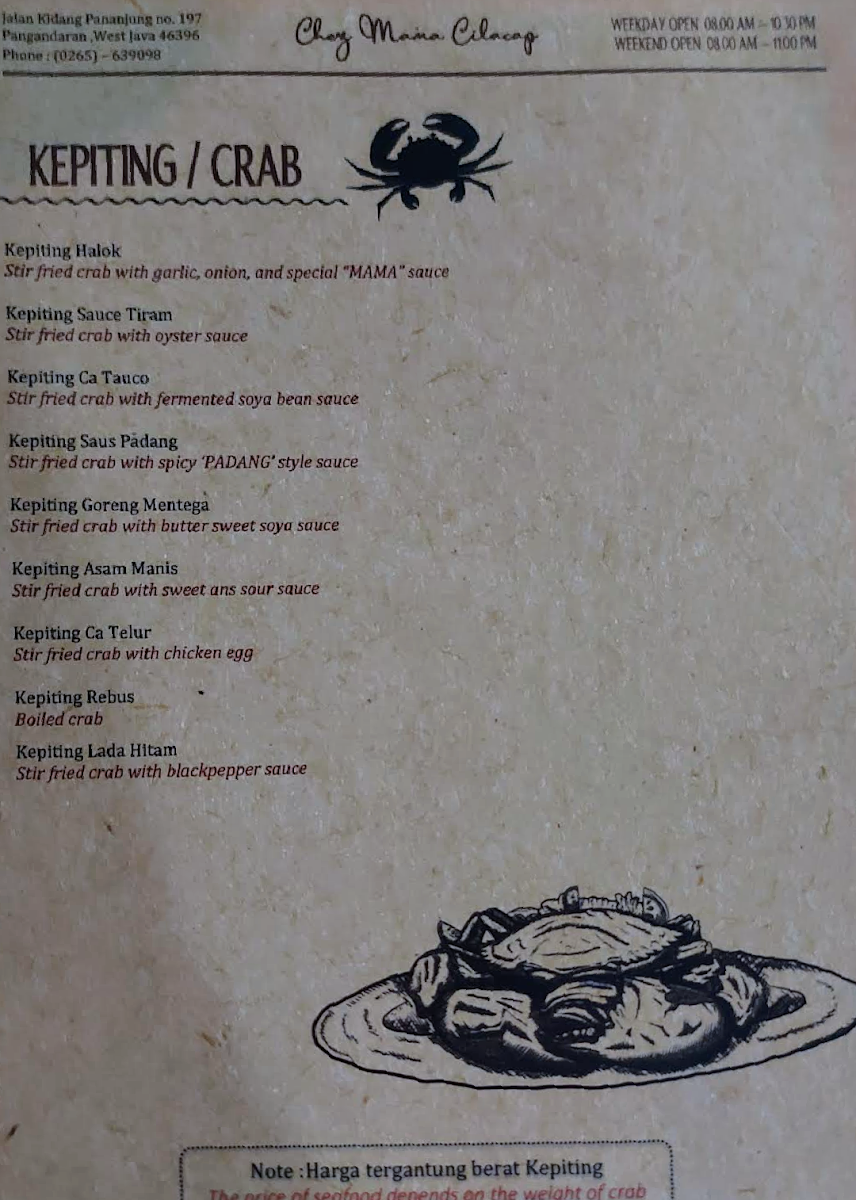 Menu Rumah Makan Chez Mama Cilacap-4