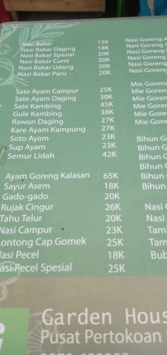 Menu Rumah Makan Garden House-1