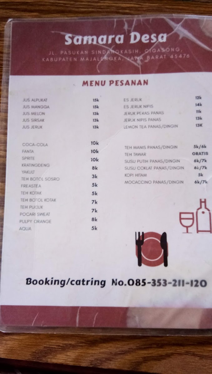 Menu Rumah Makan Samara Desa-1