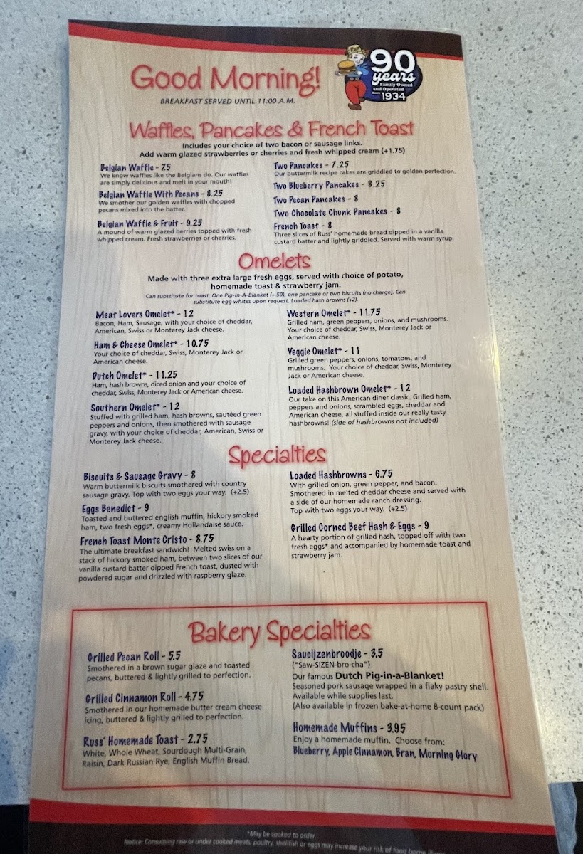 Menu Russ' Restaurant-1