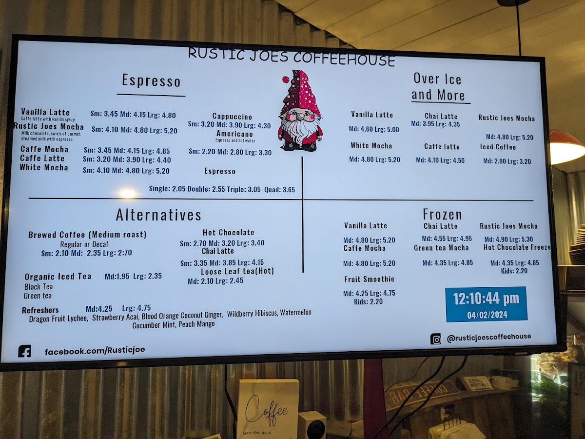 Menu Rustic Joe’S Coffee House-1