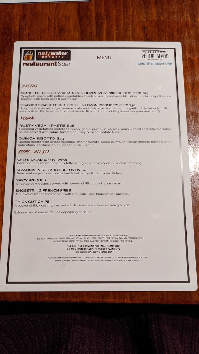 Menu Rusty Water Brewery Restaurant & Bar-5