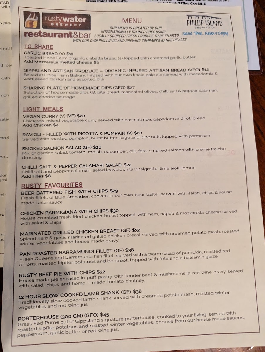 Menu Rusty Water Brewery Restaurant & Bar-9