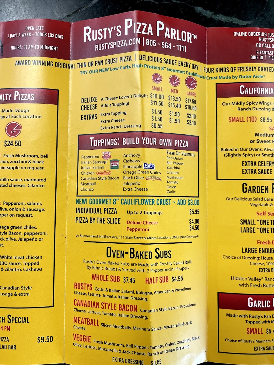 Menu Rusty's Pizza Parlor-3