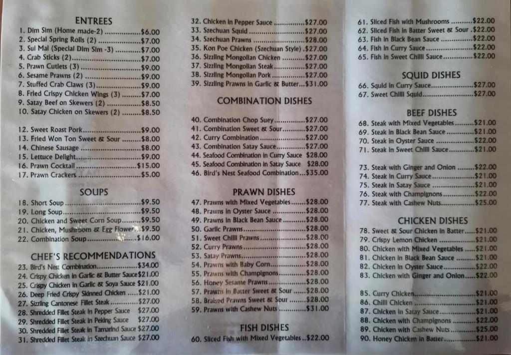Menu Rutherglen Eastern Palace Chinese-2