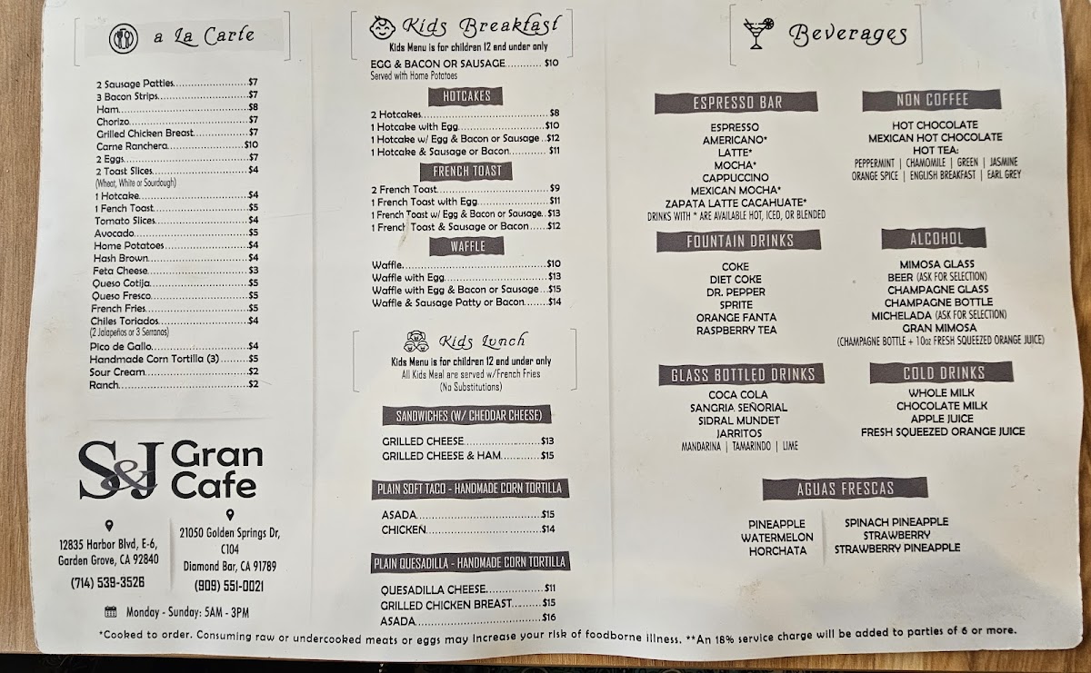 Menu S & J Gran Cafe-1