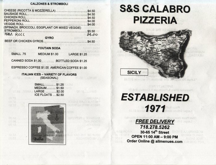 Menu S & S Calabro Pizzeria-2