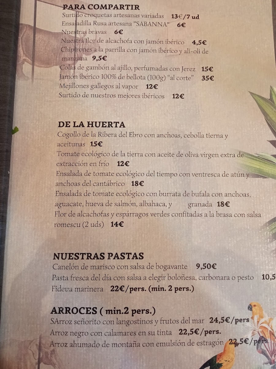 Menu Sabanna Barcelona-1