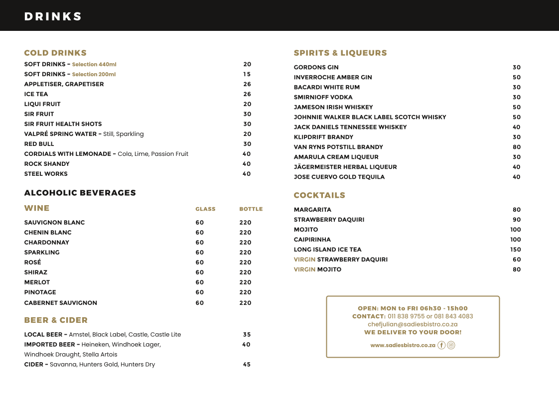 Menu Sadie's Bistro-1