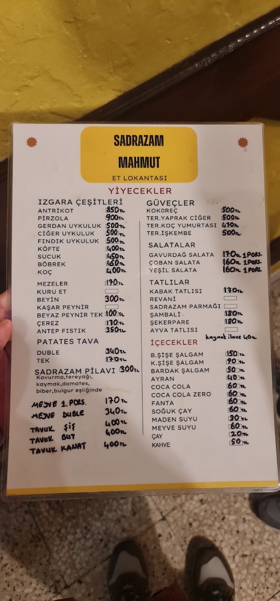 Menu Sadrazam Mahmut Meat Restaurant-1