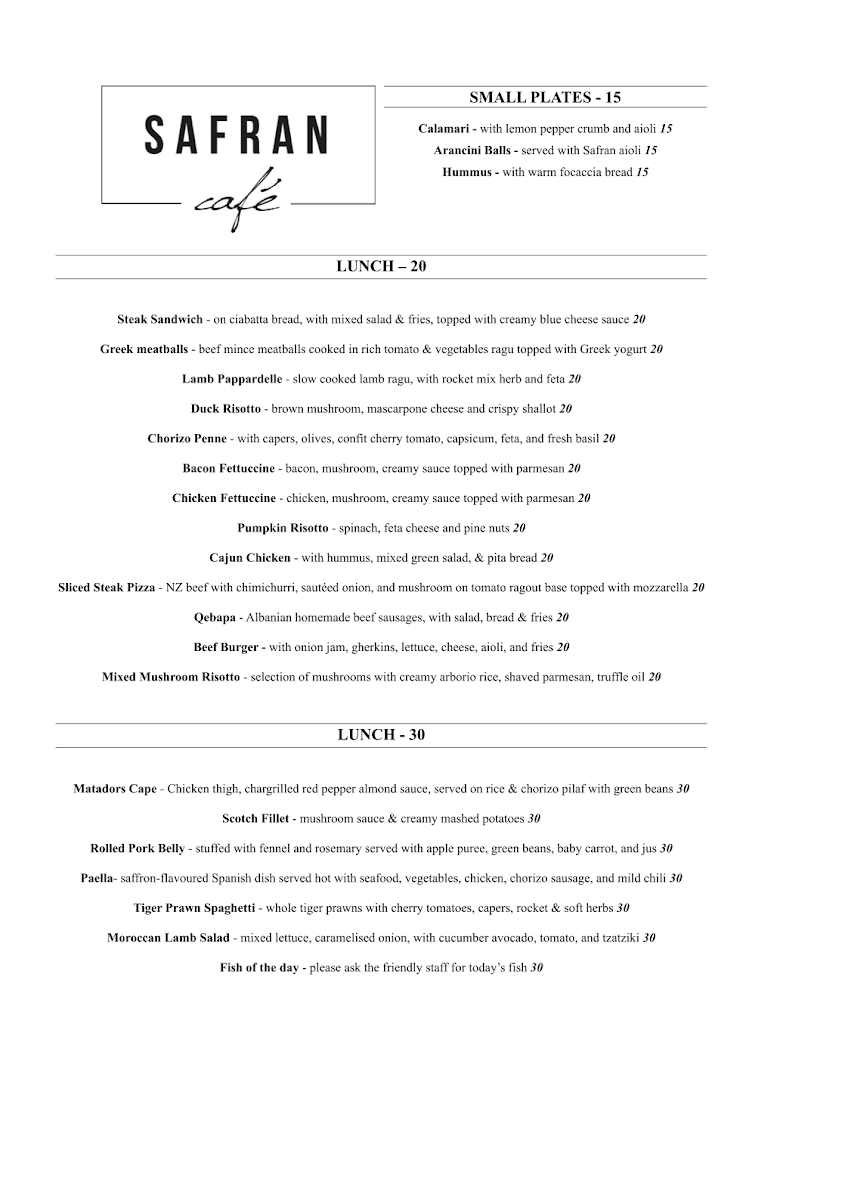 Menu Safran Restaurant Cafe-1