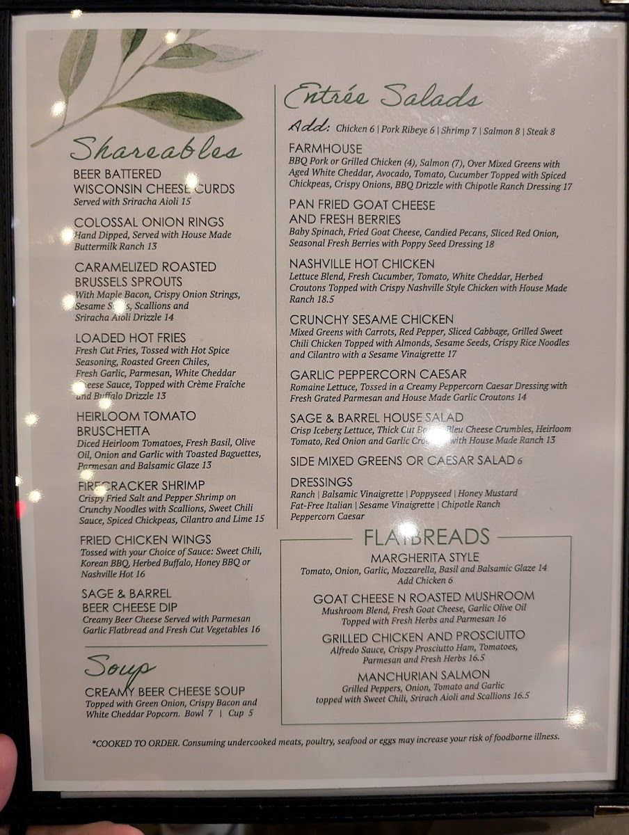 Menu Sage & Barrel Craft Eatery-7