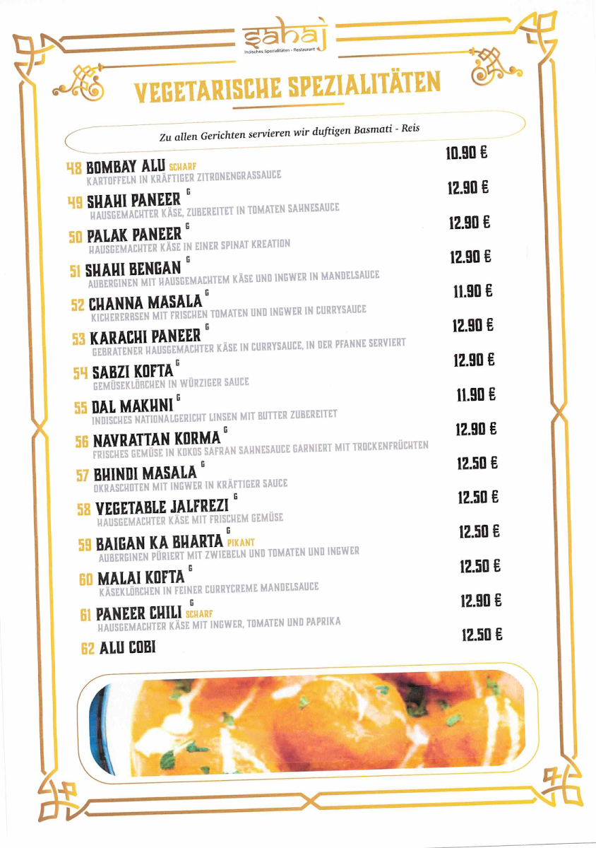 Menu Sahaj Indische Spezialitäten Restaurant-3