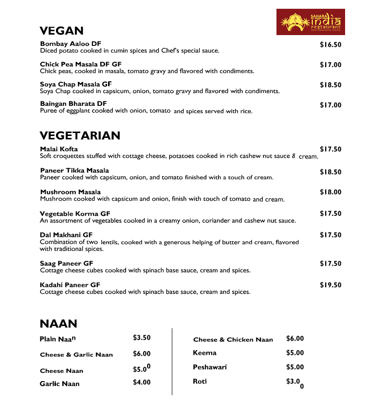 Menu Sahara India - Indian & Mediterranean Restaurant-3