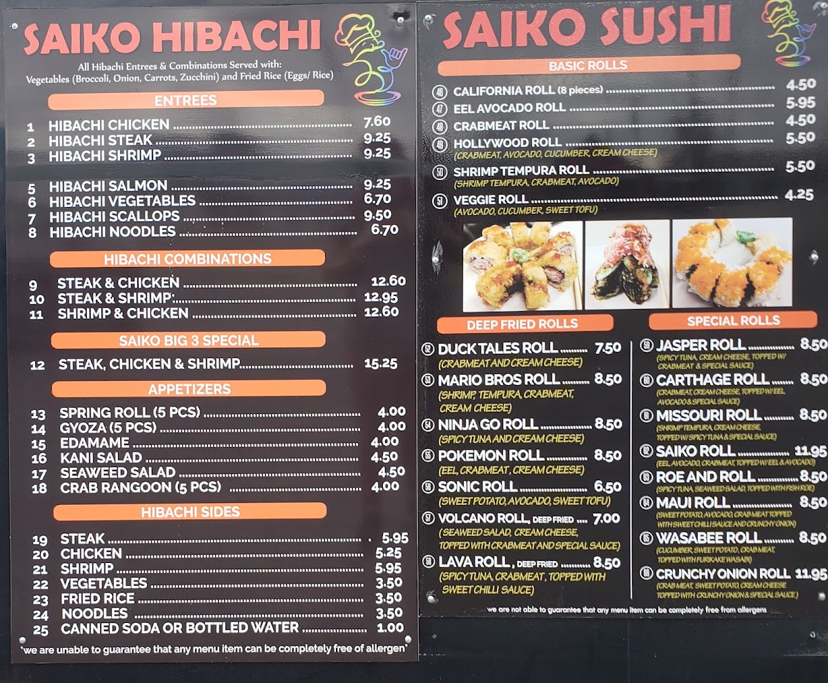 Menu Saiko Sushi & Hibachi-4