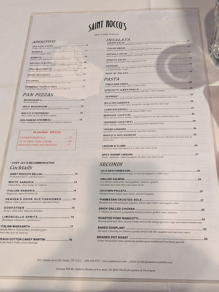 Menu Saint Rocco's New York Italian-9