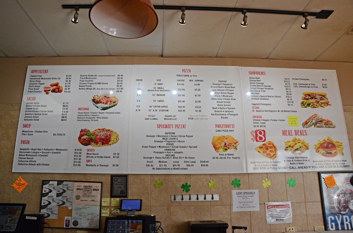 Menu Salerno's Pizza Of Bolingbrook-1
