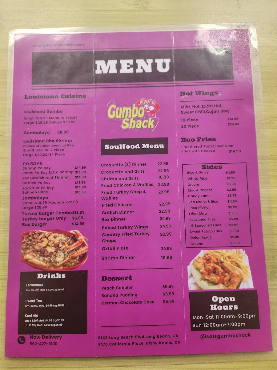 Menu Sal's Gumbo Shack-1