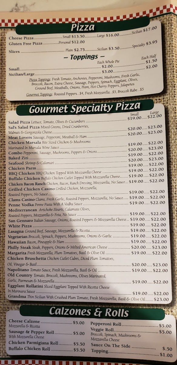 Menu Sal's Pizza & Pasta-1