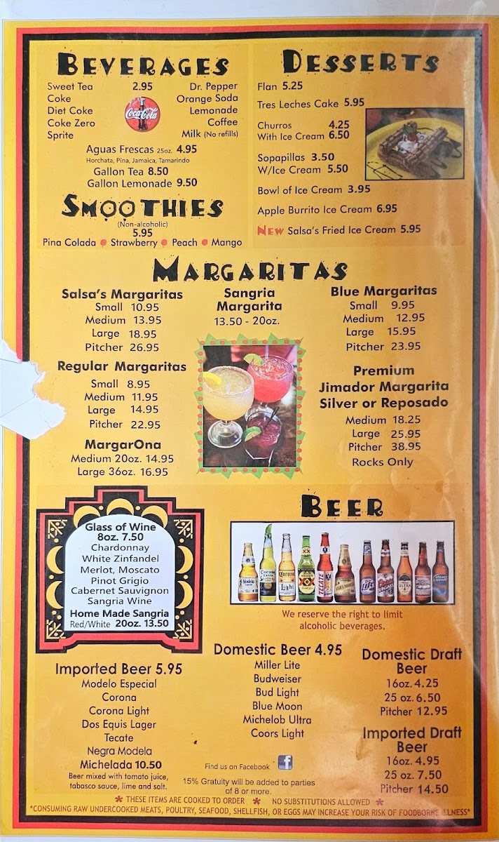 Menu Salsa's Mexican Restaurant & Grill-1